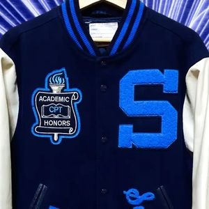 Blue supreme varsity jacket - make an offer!